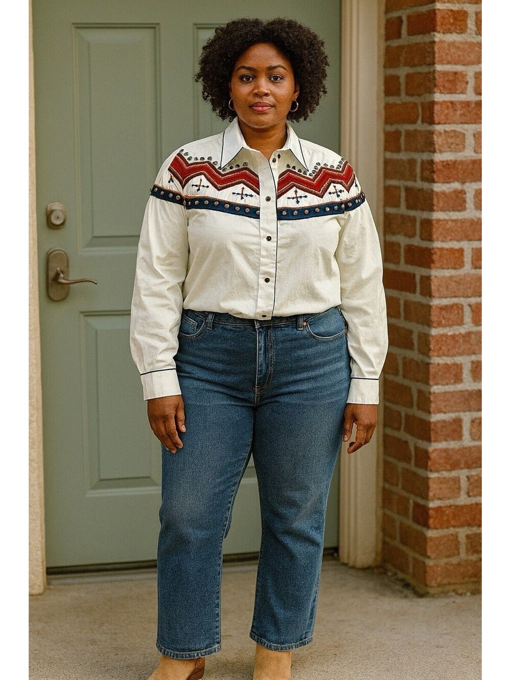 Vtg Hairston Roberson Womens Studded Shirt Western Rodeo Size S